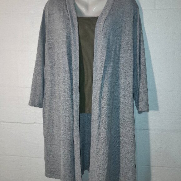 JSP Woman Plus Size 3X Women's Duster Cardigan Sweater Criss Cross Heather Gray - Picture 1 of 9